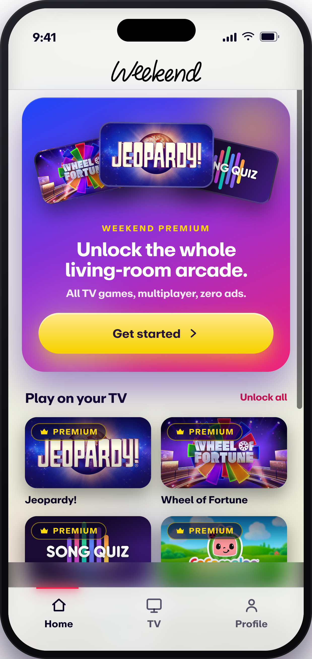 Weekend mobile — home in the light theme